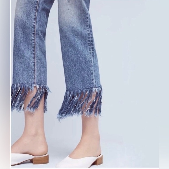 Anthropologie Pilcro and the Letterpress Hyphen Boy Fit Fringe Crop Jeans Sz 29 - Picture 2 of 14